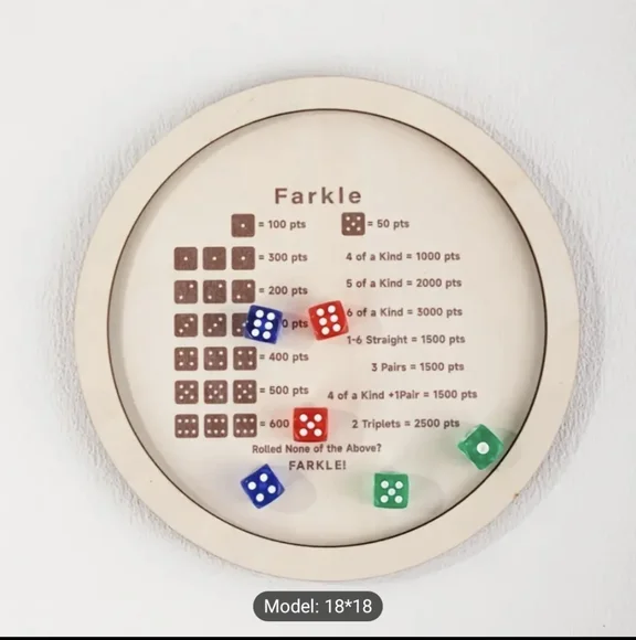 Farkle Dice Game - 8" Wooden - Picture 8 of 8